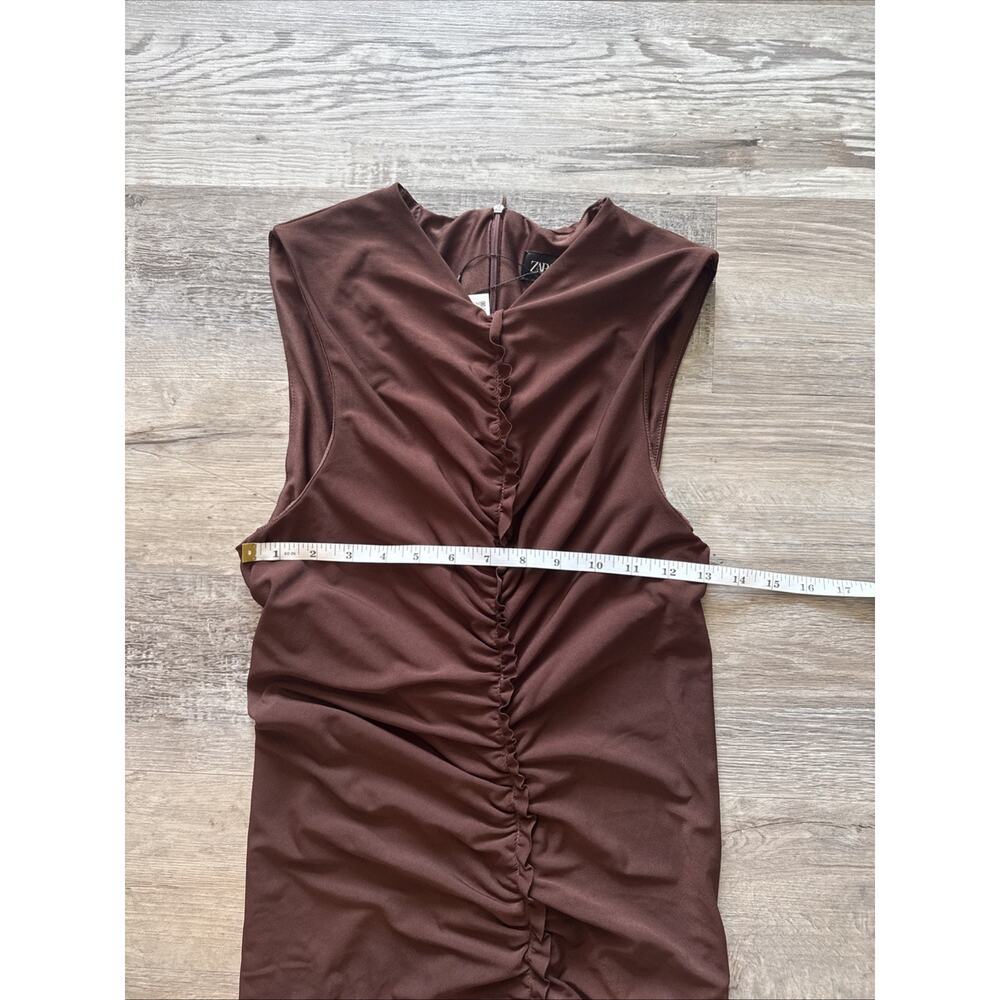 ZARA CENTRAL RUFFLED MIDI DRESS- BRAND NEW WITH TAG - SIZE XS - Picture 5 of 8